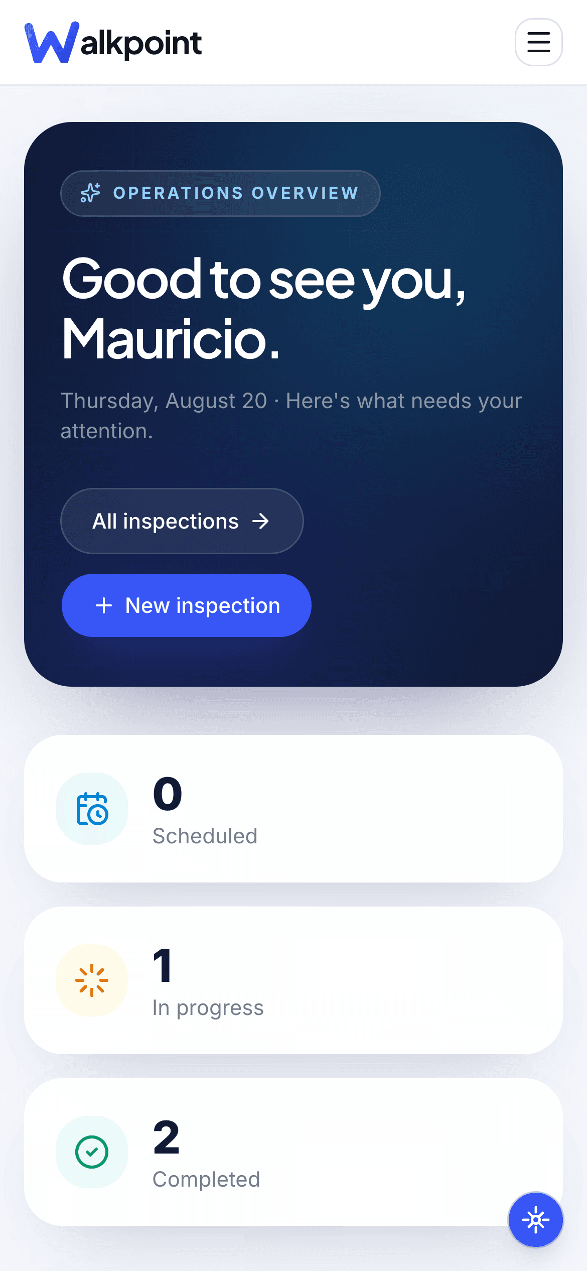 Sitesui dashboard showing what needs attention today